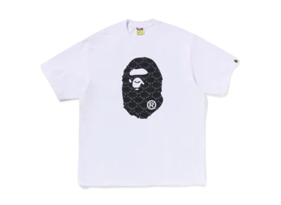 A BATHING APE College Monogram Ape Head Relaxed Fit Tee "White"