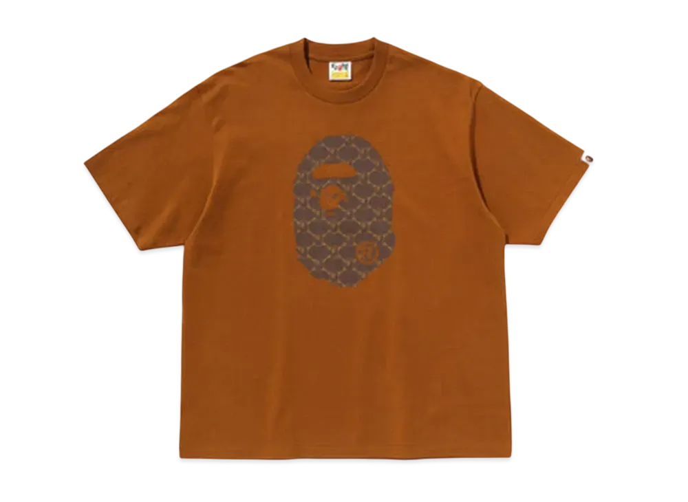 A BATHING APE College Monogram Ape Head Relaxed Fit Tee "Beige"