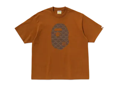 A BATHING APE College Monogram Ape Head Relaxed Fit Tee "Beige"