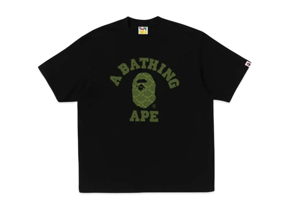 A BATHING APE College Monogram College Relaxed Fit Tee "Black"