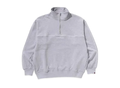A BATHING APE College Monogram Logo Half Zip Relax Fit Crewneck Sweatshirt "Gray"