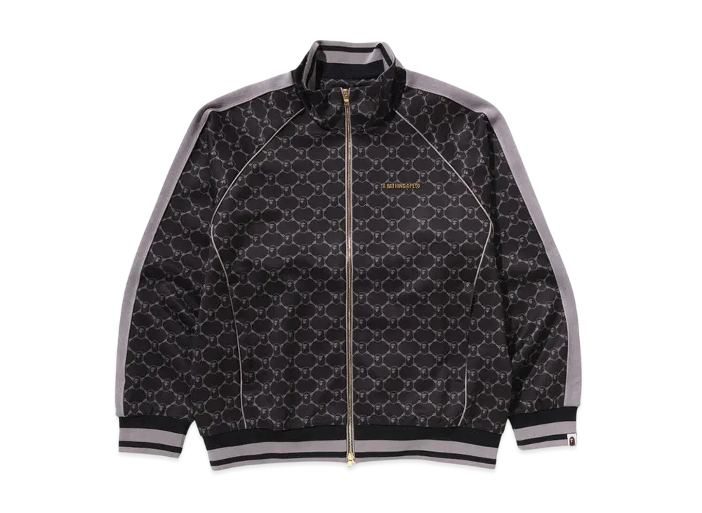 A BATHING APE College Monogram Logo Relaxed Fit Track Jacket "Black"