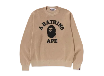 A BATHING APE College Waffle Crewneck Sweater "Beige"