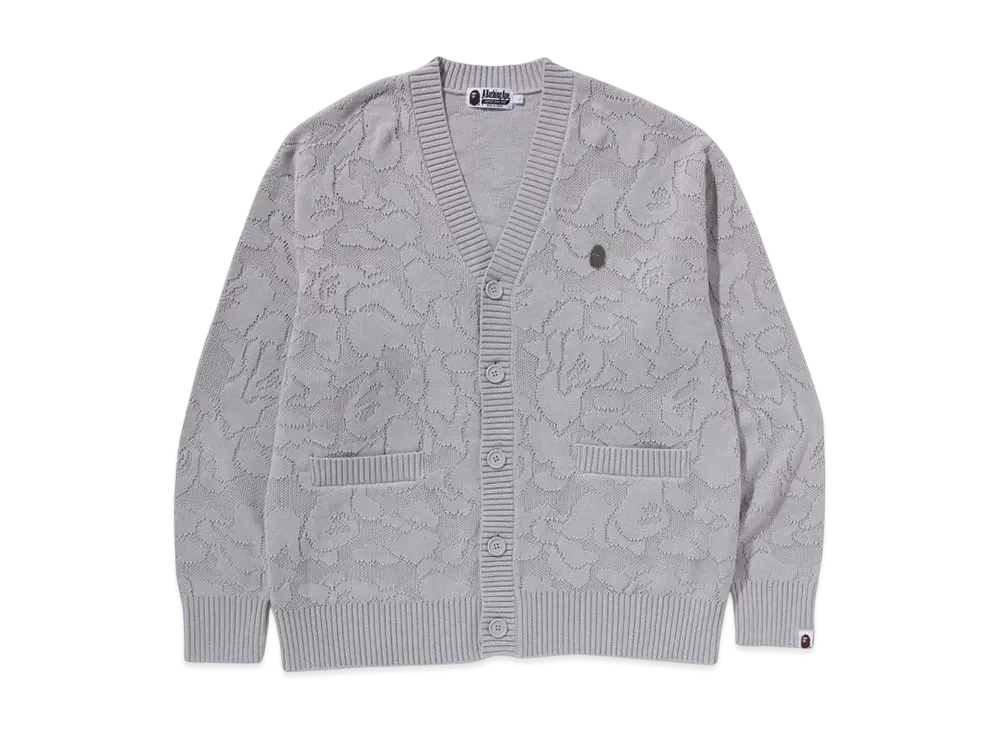A BATHING APE Solid Camo Jacquard One Point Cardigan "Gray"