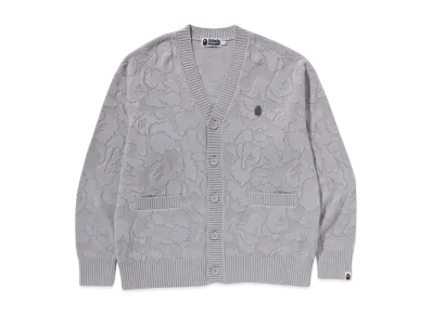 A BATHING APE Solid Camo Jacquard One Point Cardigan "Gray"