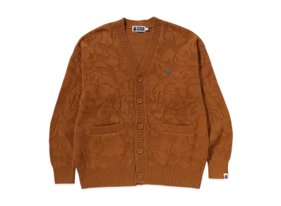 A BATHING APE Solid Camo Jacquard One Point Cardigan "Beige"