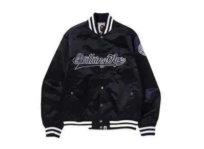 A BATHING APE Baseball Varsity Jacket "Navy"