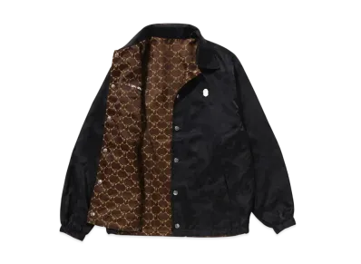 A BATHING APE Solid Camo Jacquard Nylon Reversible Coach Jacket "Black"