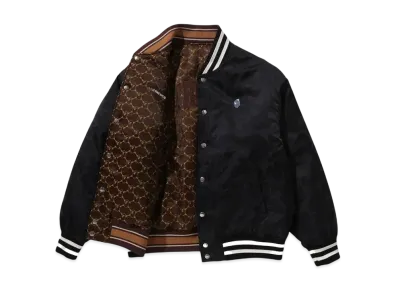 A BATHING APE Solid Camo Jacquard Nylon Reversible Bomber Padded Jacket "Black"