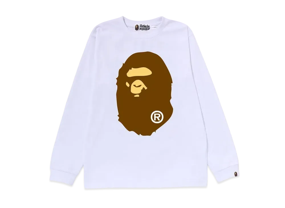 A BATHING APE Big Ape Head Ls Tee "White"