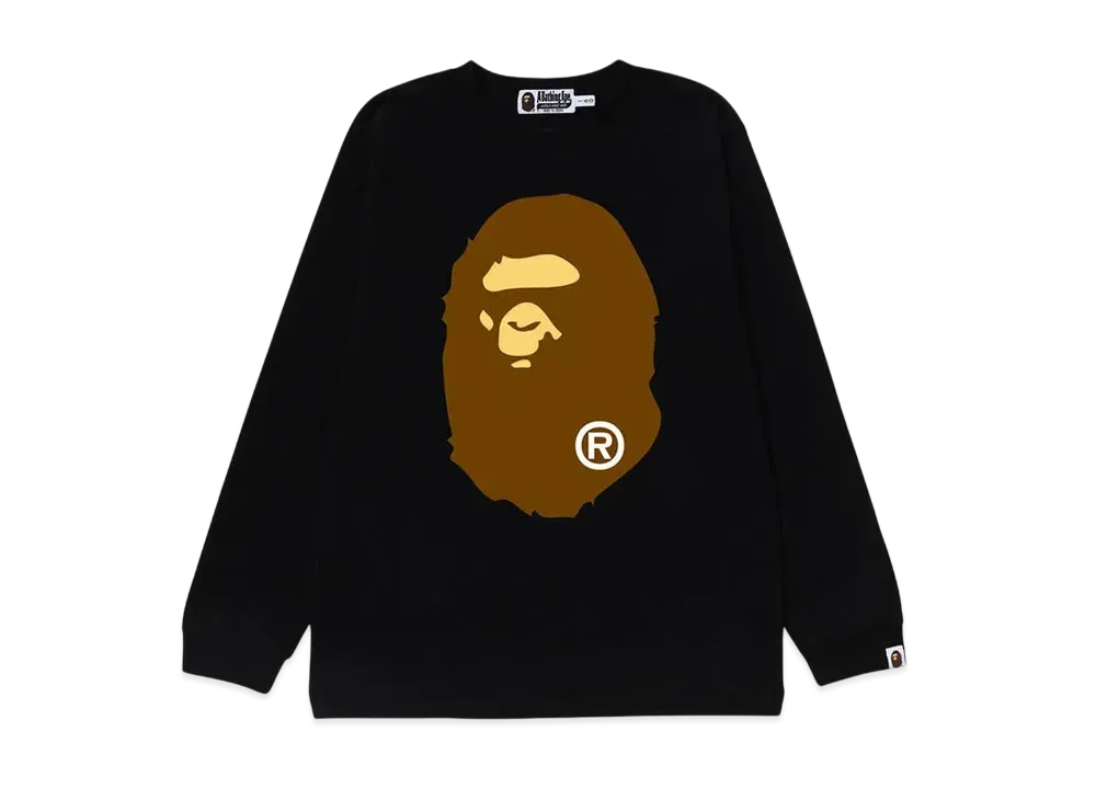 A BATHING APE Big Ape Head Ls Tee "Black"