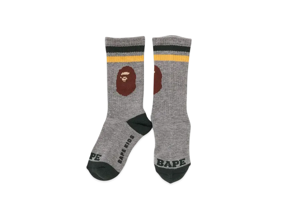 A BATHING APE Ape Head Rib Socks "Gray"
