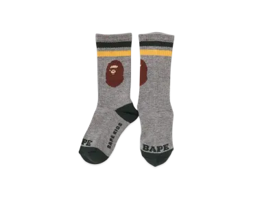 A BATHING APE Ape Head Rib Socks "Gray"