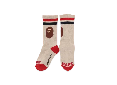 A BATHING APE Ape Head Rib Socks "Beige"