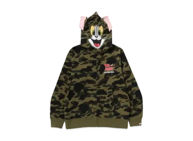 A BATHING APE x Tom And Jerry 85TH Tom 1St Camo Full Zip Hoodie "Green"