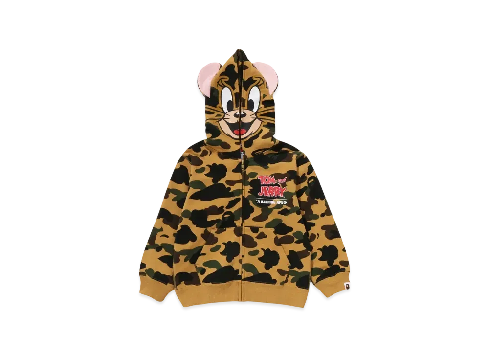 A BATHING APE x Tom And Jerry 85TH Kids Jerry 1St Camo Zip Hoodie "Yellow"