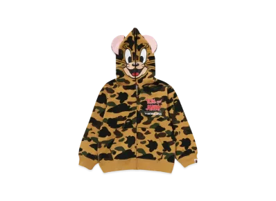 A BATHING APE x Tom And Jerry 85TH Kids Jerry 1St Camo Zip Hoodie "Yellow"