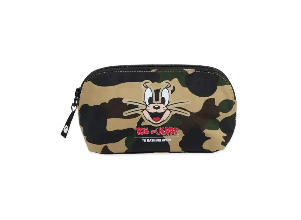 A BATHING APE x Tom And Jerry 85TH 1St Camo Pouch "Yellow"