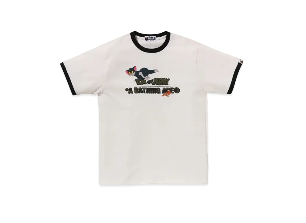 A BATHING APE x Tom And Jerry 85TH Kids Ringer Tee "Ivory"