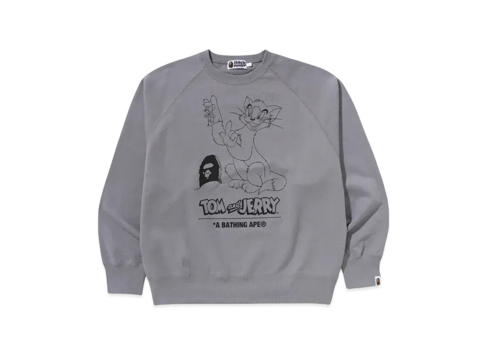 A BATHING APE x Tom And Jerry 85TH Kids Relaxed Fit Crewneck Sweatshirt "Gray"