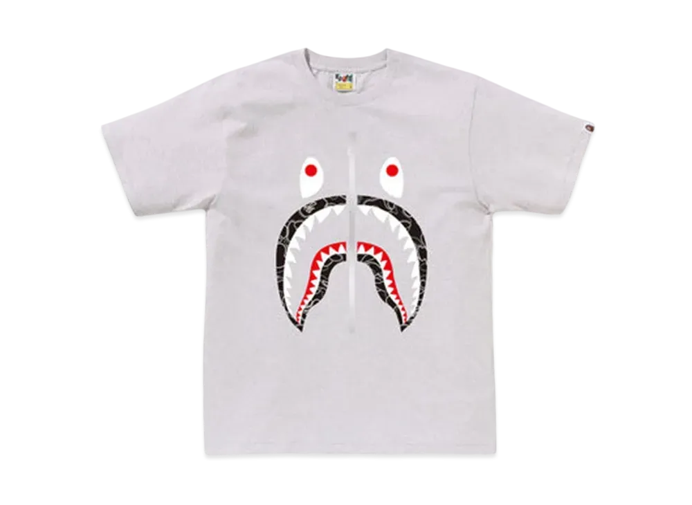 A BATHING APE Neon Camo Shark Tee "Gray"