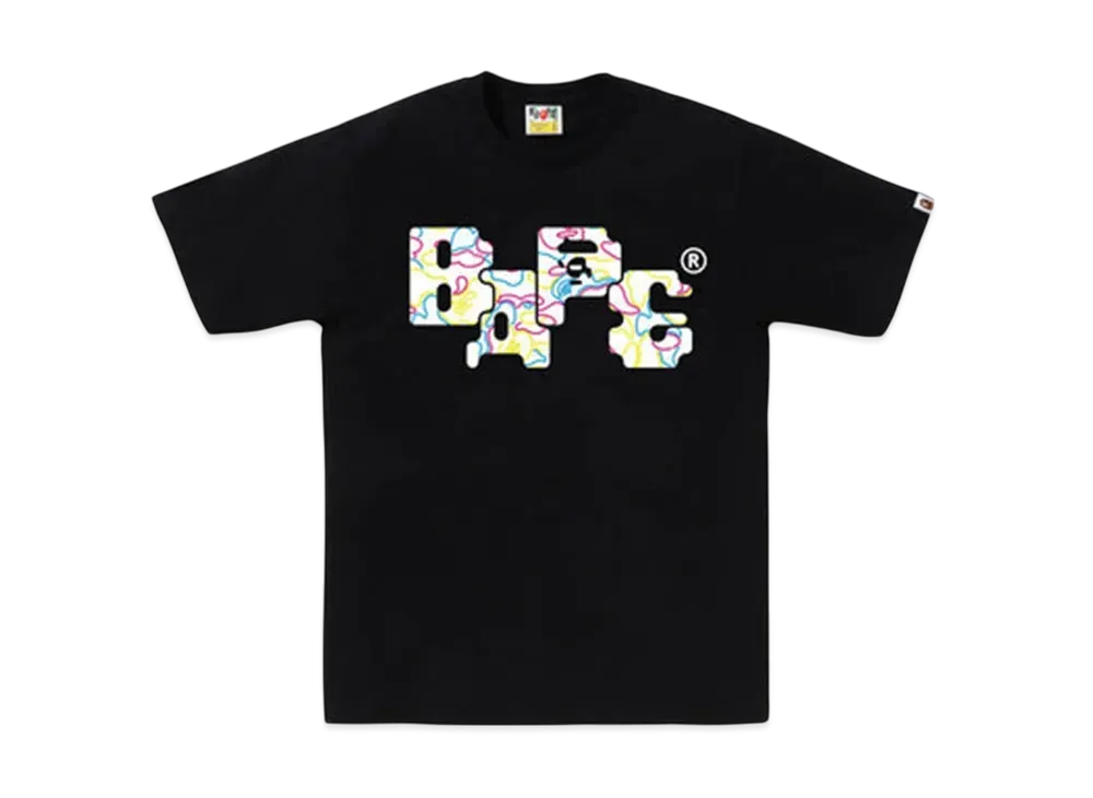 A BATHING APE Neon Camo 8Bit Bape Logo Tee "Black"