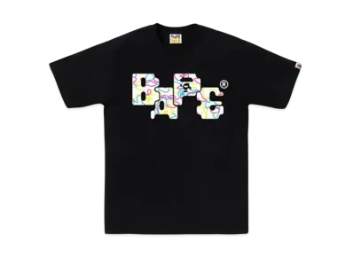 A BATHING APE Neon Camo 8Bit Bape Logo Tee "Black"