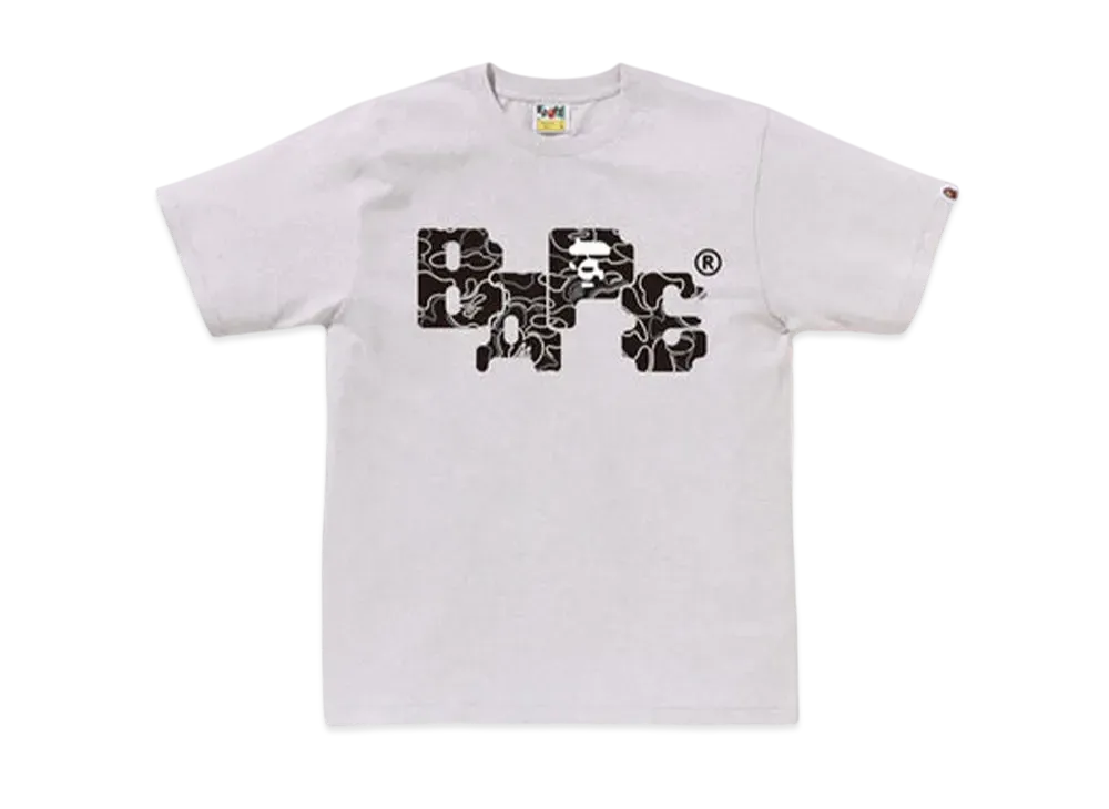 A BATHING APE Neon Camo 8Bit Bape Logo Tee "Gray"
