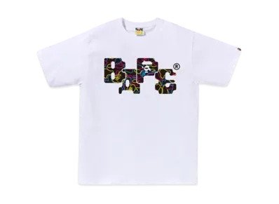 A BATHING APE Neon Camo 8Bit Bape Logo Tee "White"