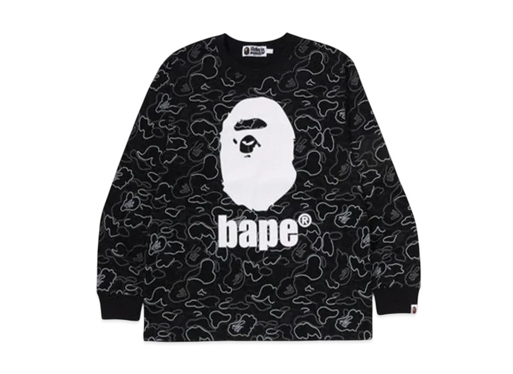 A BATHING APE Neon Camo Ls Tee "Black"