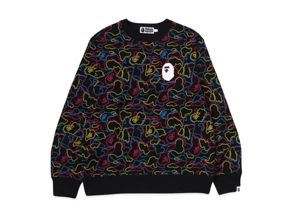 A BATHING APE Neon Camo Crewneck Sweatshirt "Multi"