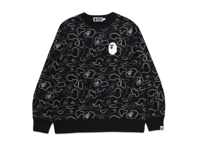 A BATHING APE Neon Camo Crewneck Sweatshirt "Black"