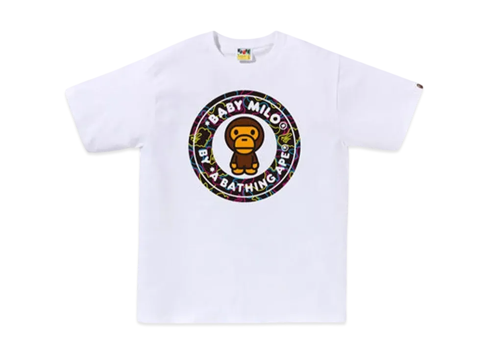 A BATHING APE Neon Camo Milo Busy Works Tee "White"