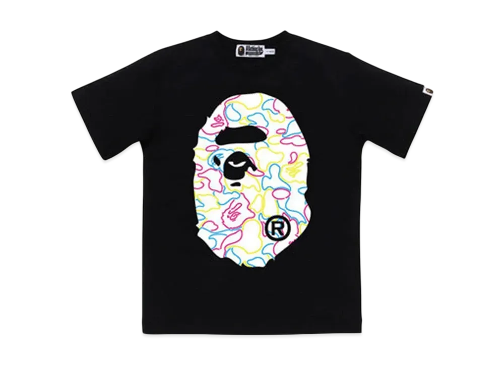 A BATHING APE Neon Camo Big Ape Head Tee "Black"