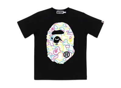 A BATHING APE Neon Camo Big Ape Head Tee "Black"