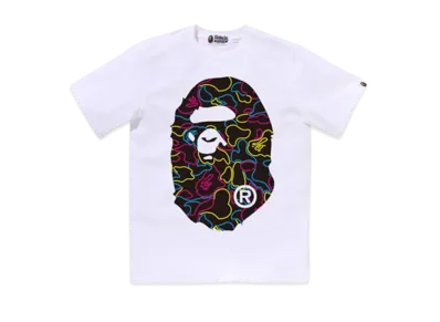 A BATHING APE Neon Camo Big Ape Head Tee "White"