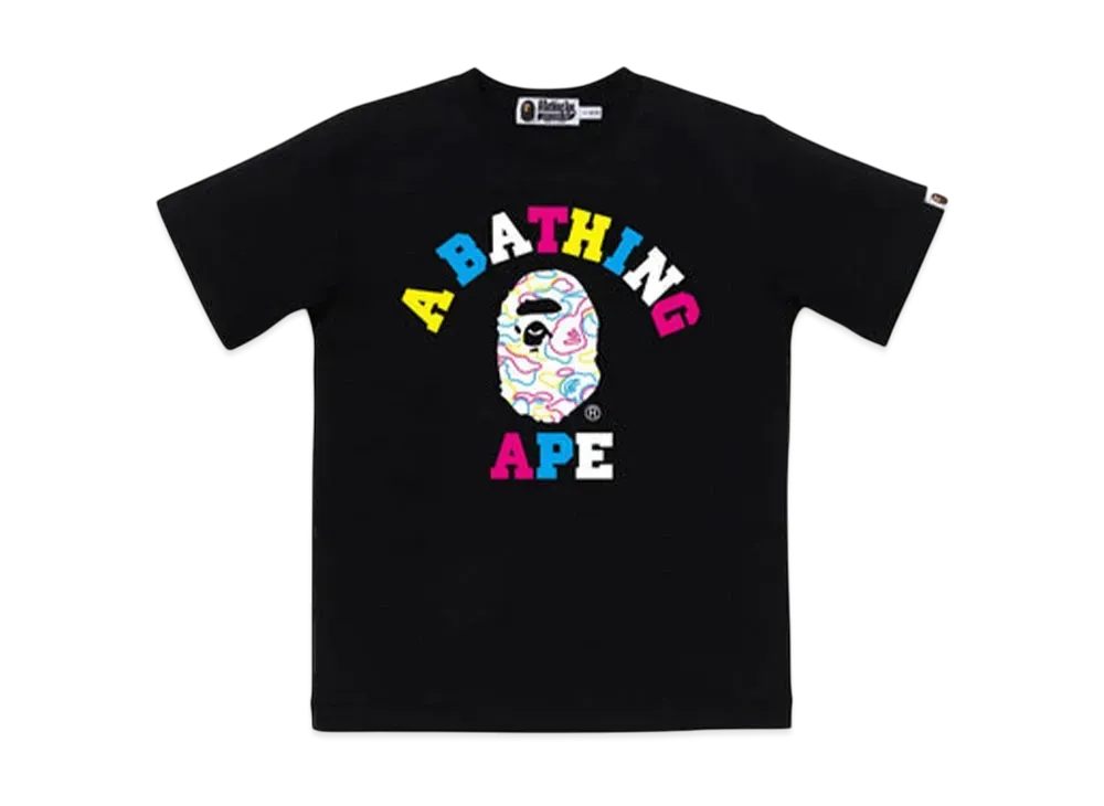 A BATHING APE Neon Camo College Tee "Black"