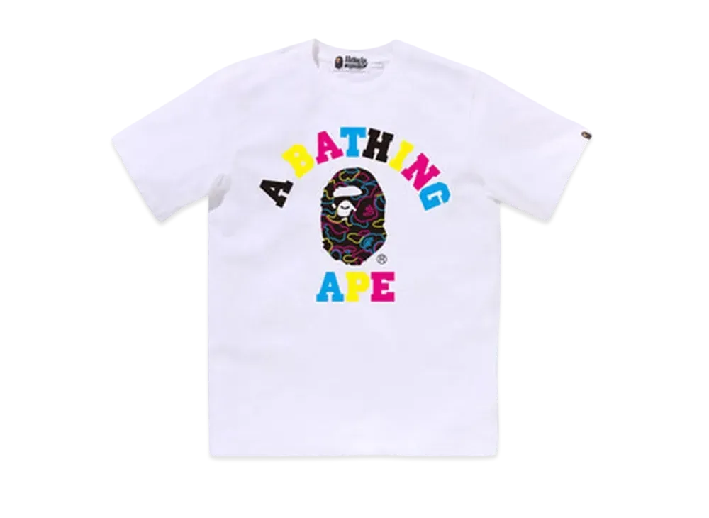 A BATHING APE Neon Camo College Tee "White"