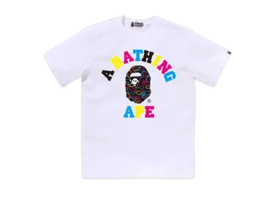 A BATHING APE Neon Camo College Tee "White"