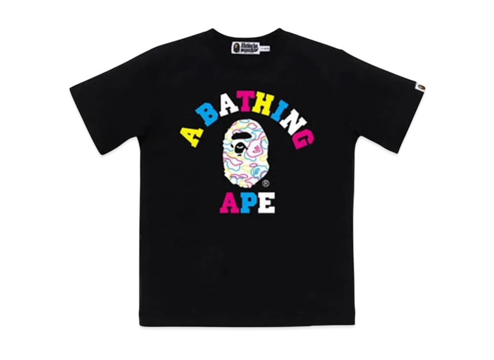 A BATHING APE Neon Camo College Tee "Black"