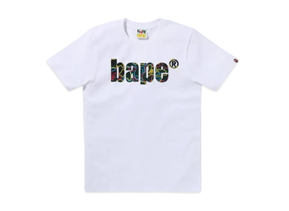 A BATHING APE Neon Camo Bape Logo Tee "White"