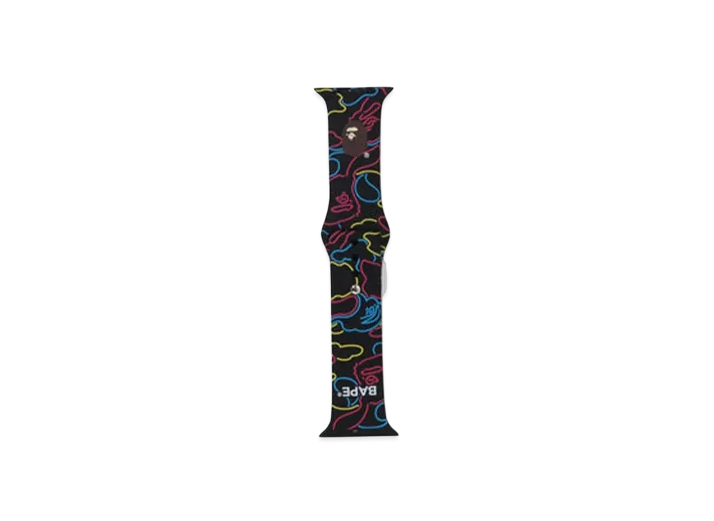 A BATHING APE Neon Camo Watch Band "Black"