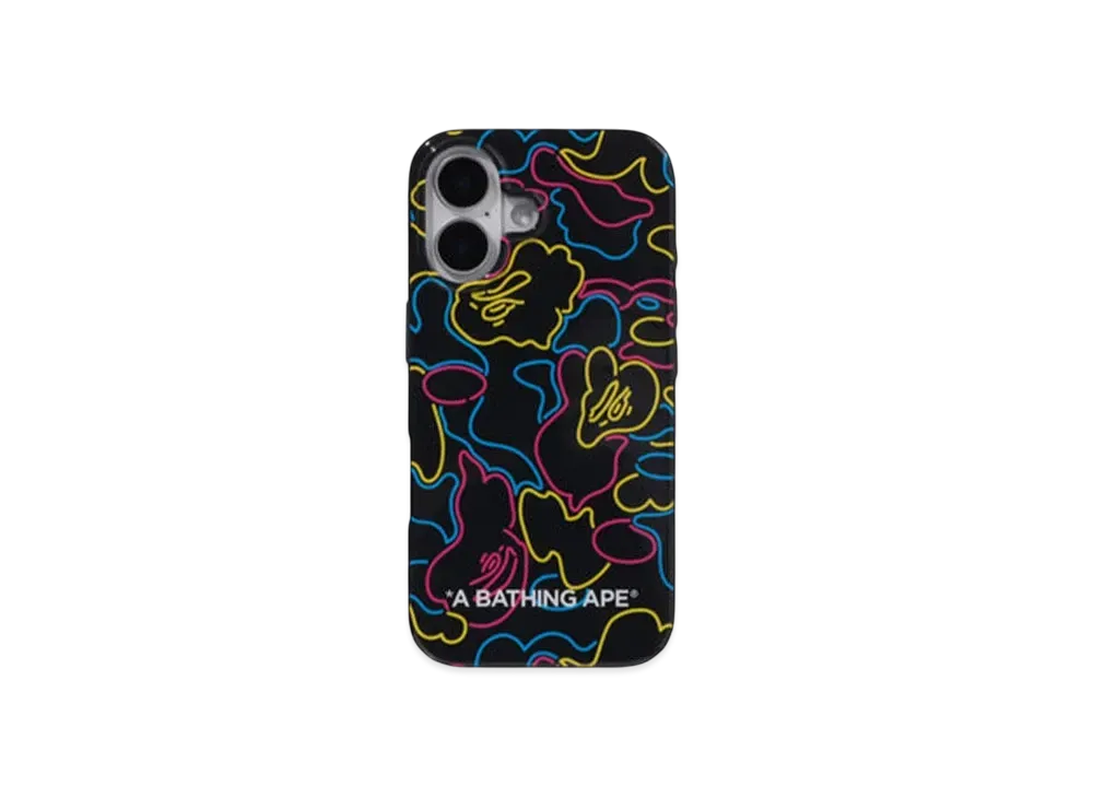 A BATHING APE Neon Camo Iphone 16 Case "Black"