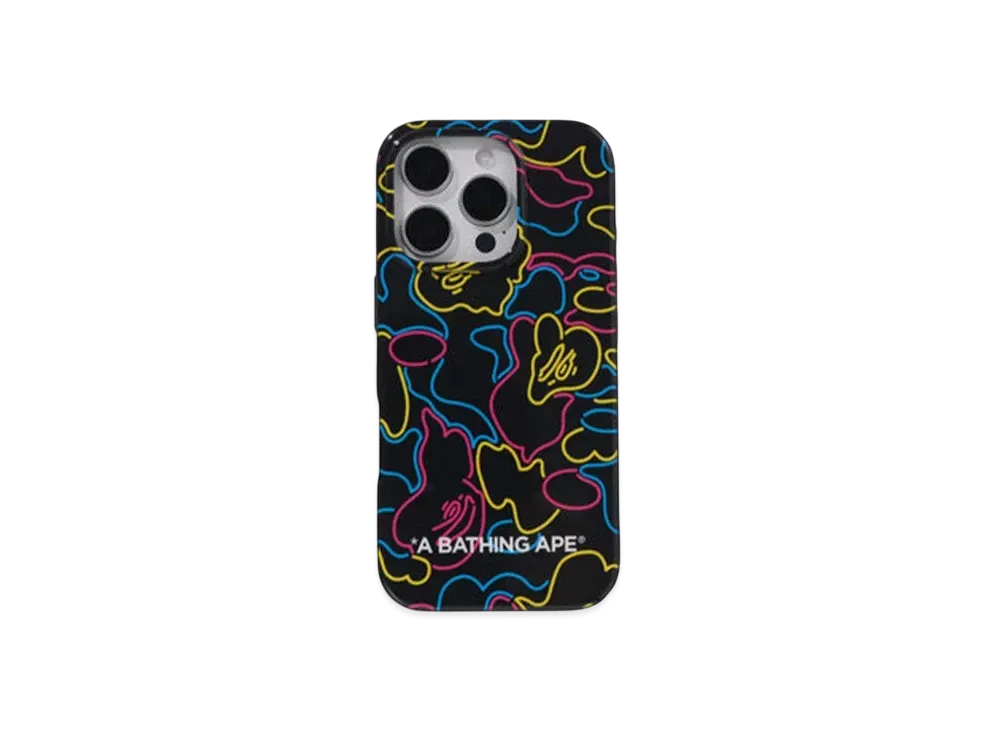 A BATHING APE Neon Camo Iphone 16 Pro Case "Black"