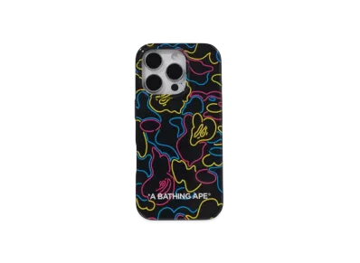 A BATHING APE Neon Camo Iphone 16 Pro Case "Black"