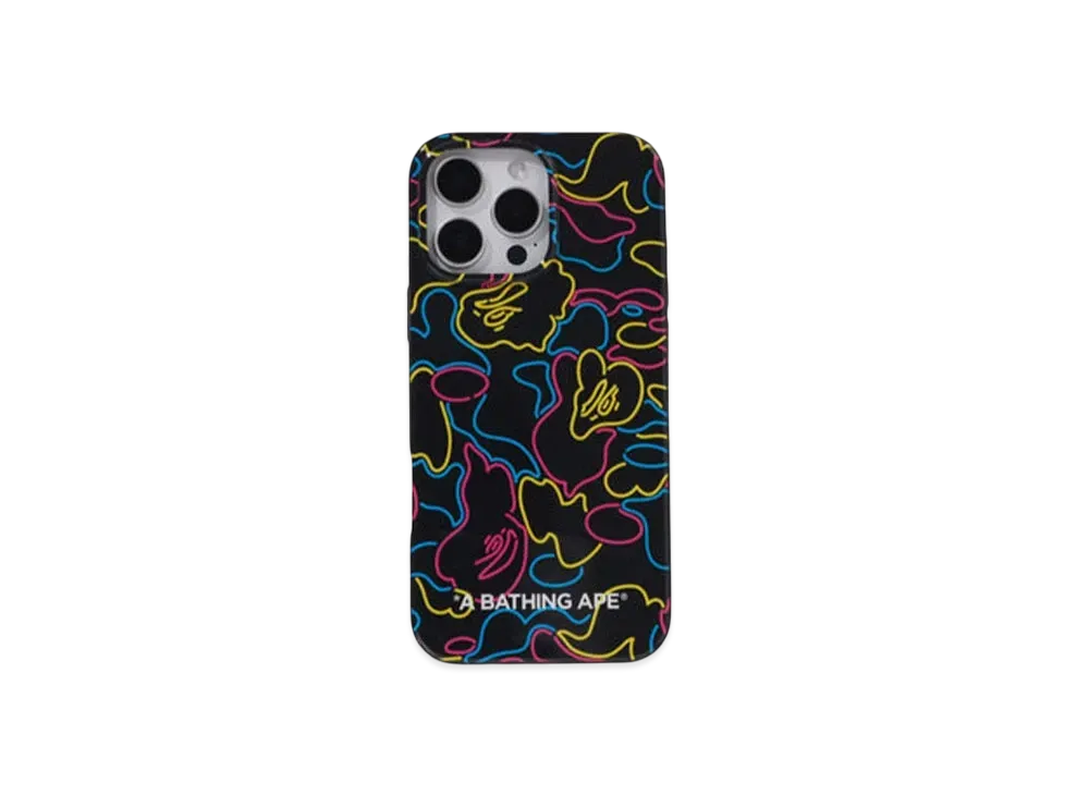 A BATHING APE Neon Camo Iphone 16 Pro Max Case "Black"