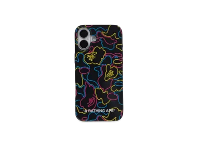 A BATHING APE Neon Camo Iphone 16 Plus Case "Black"