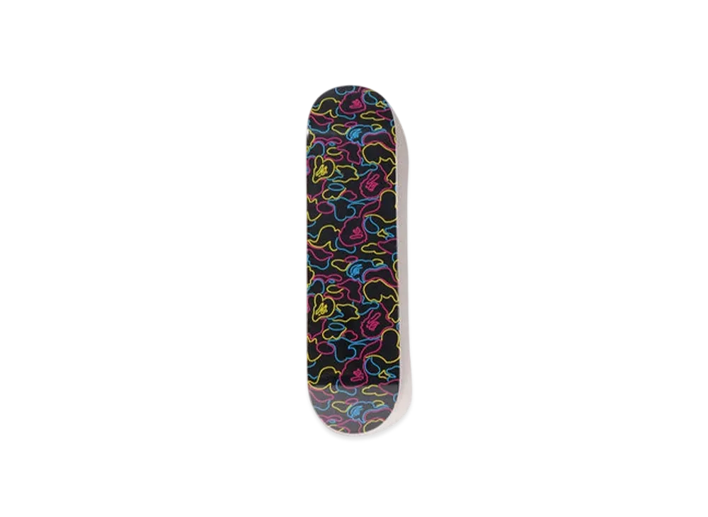 A BATHING APE Neon Camo Skateboard "Black"