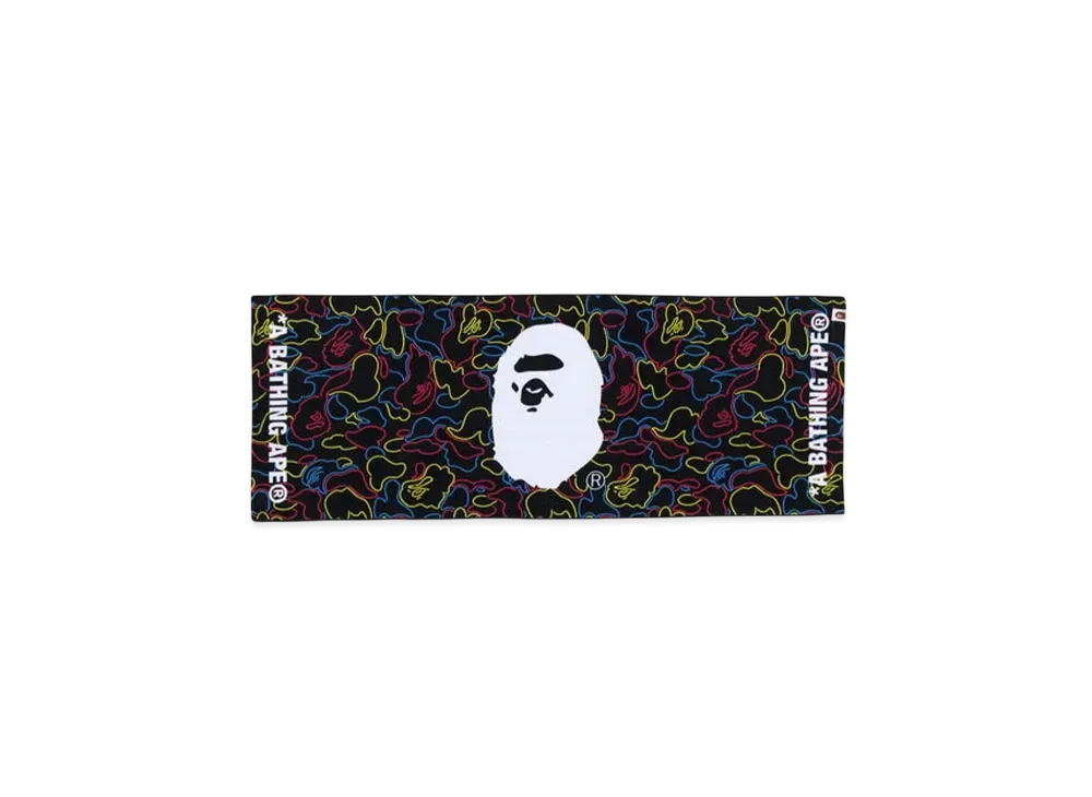 A BATHING APE Neon Camo Sports Towel "Black"