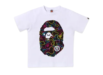 A BATHING APE Neon Camo Big Ape Head Tee "White"